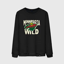 Свитшот хлопковый мужской Миннесота Уайлд, Minnesota Wild, цвет: черный