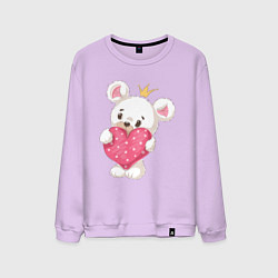Свитшот хлопковый мужской Мишка с сердечком 14 февраля, цвет: лаванда