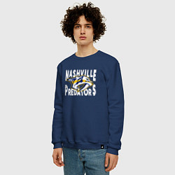 Свитшот хлопковый мужской Nashville Predators, Нэшвилл Предаторз, цвет: тёмно-синий — фото 2
