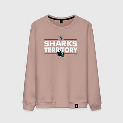 Свитшот хлопковый мужской SHARKS TERRITORY САН-ХОСЕ ШАРКС, цвет: пыльно-розовый