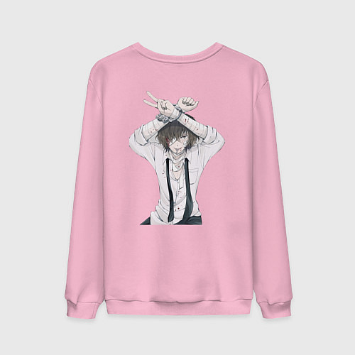 Мужской свитшот Osamu Dazai - лицо / Светло-розовый – фото 2