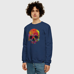 Свитшот хлопковый мужской Cool color skull, цвет: тёмно-синий — фото 2