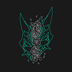 Свитшот хлопковый мужской РАЗБИТАЯ МАСКА СЯО И ЦВЕТЫ V1 ГЕНШИН, цвет: черный — фото 2