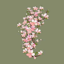 Свитшот хлопковый мужской Весна Цветущая сакура Japan, цвет: авокадо — фото 2