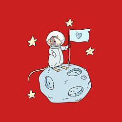 Свитшот хлопковый мужской Мышь-космонавт, цвет: красный — фото 2