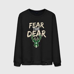 Свитшот хлопковый мужской Milwaukee Bucks Fear the dear Милуоки Бакс, цвет: черный