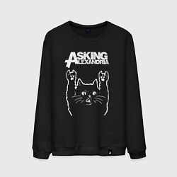 Свитшот хлопковый мужской Asking Alexandria Рок кот, цвет: черный