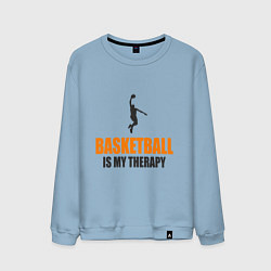 Свитшот хлопковый мужской Баскетбол моя терапия, цвет: мягкое небо