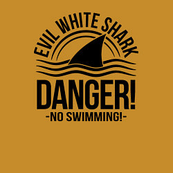 Свитшот хлопковый мужской Danger No swiming Evil White Shark, цвет: горчичный — фото 2