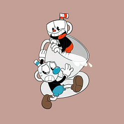 Свитшот хлопковый мужской Чашки Cuphead, цвет: пыльно-розовый — фото 2