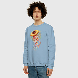 Свитшот хлопковый мужской Морская медуза, цвет: мягкое небо — фото 2