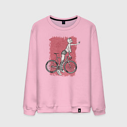 Свитшот хлопковый мужской Bike punk cats, цвет: светло-розовый