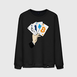 Свитшот хлопковый мужской Криптовалютные карты, цвет: черный