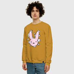 Свитшот хлопковый мужской Bad Bunny Floral Bunny, цвет: горчичный — фото 2