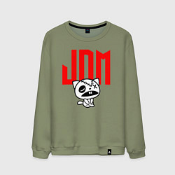 Свитшот хлопковый мужской JDM Kitten-Zombie Japan, цвет: авокадо