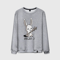 Свитшот хлопковый мужской Милый зайчик с дубинкой, цвет: меланж