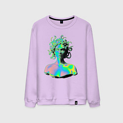 Свитшот хлопковый мужской Gorgon Medusa Vaporwave Neon, цвет: лаванда