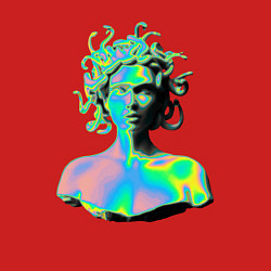Свитшот хлопковый мужской Gorgon Medusa Vaporwave Neon, цвет: красный — фото 2