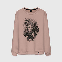 Свитшот хлопковый мужской Lady Darkness Леди Тьма Готический рисунок, цвет: пыльно-розовый