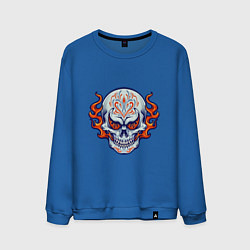 Свитшот хлопковый мужской Fire - Skull, цвет: синий