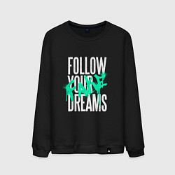 Свитшот хлопковый мужской Follow Your Fake Dreams, цвет: черный