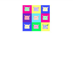 Свитшот хлопковый мужской Разноцветные коты коллаж, цвет: белый — фото 2