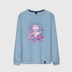 Свитшот хлопковый мужской Осьминог Суши Повар Octopus Sushi Chef, цвет: мягкое небо