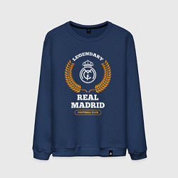 Свитшот хлопковый мужской Лого Real Madrid и надпись Legendary Football Club, цвет: тёмно-синий