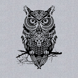 Свитшот хлопковый мужской Черная сова в узорах, цвет: меланж — фото 2