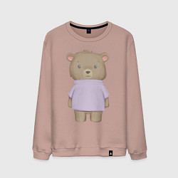 Свитшот хлопковый мужской Милый Медвежонок В Кофте, цвет: пыльно-розовый