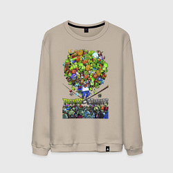Свитшот хлопковый мужской Crazy Dave plants, цвет: миндальный