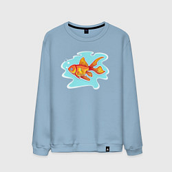 Свитшот хлопковый мужской Золотая рыбка Подводный мир, цвет: мягкое небо