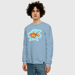 Свитшот хлопковый мужской Золотая рыбка Подводный мир, цвет: мягкое небо — фото 2
