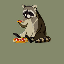 Свитшот хлопковый мужской Енот кушает пиццу, цвет: авокадо — фото 2