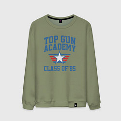Свитшот хлопковый мужской TOP GUN Academy Class of 85, цвет: авокадо