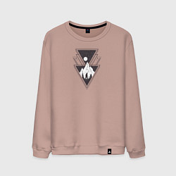 Свитшот хлопковый мужской Медвежья геометрия, цвет: пыльно-розовый