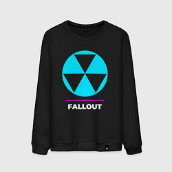 Свитшот хлопковый мужской Символ Fallout в неоновых цветах, цвет: черный