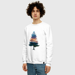 Свитшот хлопковый мужской Лес в ёлке, цвет: белый — фото 2