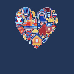 Свитшот хлопковый мужской Сердце Россия, цвет: тёмно-синий — фото 2