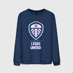 Свитшот хлопковый мужской Leeds United FC в стиле Glitch, цвет: тёмно-синий