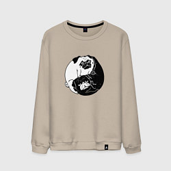 Свитшот хлопковый мужской Собачий Инь Янь, цвет: миндальный