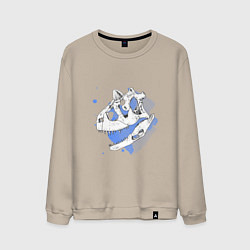 Свитшот хлопковый мужской Череп Динозавра Карнотавр, цвет: миндальный