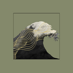 Свитшот хлопковый мужской Большая Волна Хокусай Узор, цвет: авокадо — фото 2