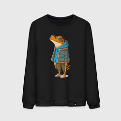 Свитшот хлопковый мужской Оранжевая лягуха, цвет: черный