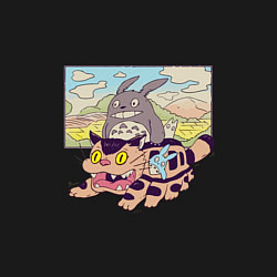 Свитшот хлопковый мужской Тоторо на котобусе, цвет: черный — фото 2