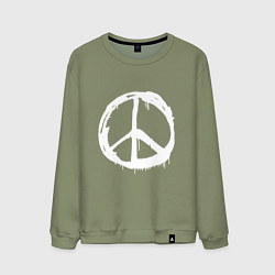 Свитшот хлопковый мужской Pacific symbol white, цвет: авокадо