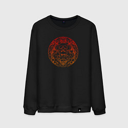 Свитшот хлопковый мужской Skull red orange gradient, цвет: черный