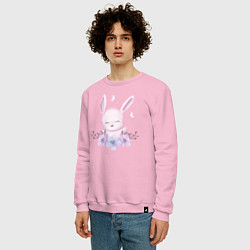 Свитшот хлопковый мужской Милый Крольчонок Среди Цветочками, цвет: светло-розовый — фото 2