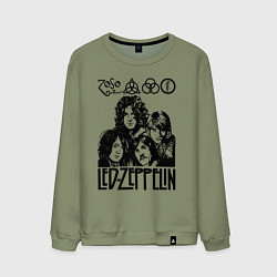 Свитшот хлопковый мужской Led Zeppelin Black, цвет: авокадо
