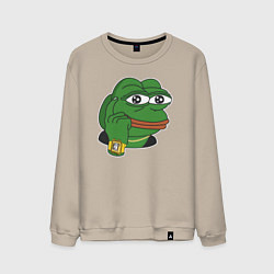 Свитшот хлопковый мужской Пепе Лягушонок советует думать, цвет: миндальный